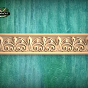 Elegante motivo de flor: moldura de madera tallada, 40&quot; Moldura decorativa de madera para cornisas y frisos, 1 pieza, sin pintar
