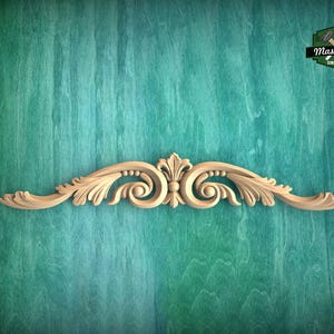 Renaissance Flourish Applique, 1 piece, Unpainted, Wood applique for fireplace surround and mantel
