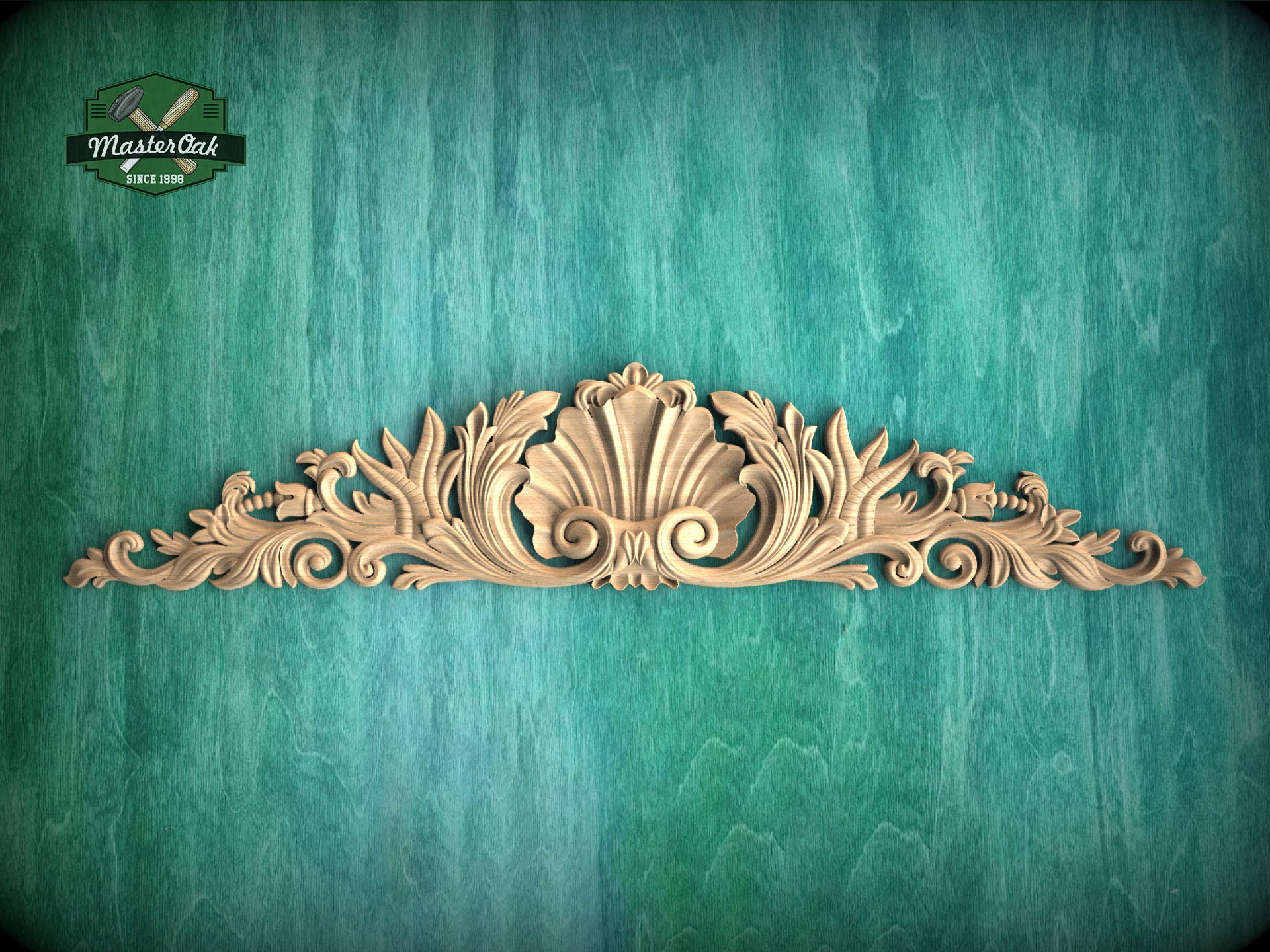 Underwater whisper: carved composition of shells and seaweed, Unpainted, 1pc, Home Wall Embellishments, Furniture Carving, Wood Applique