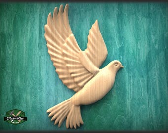 Dove Wooden Wall Decor, Unfinished Carved Bird, Wedding Dove, Symbol of Peace and Innocence,Pigeon,Holy Spirit Dove Church