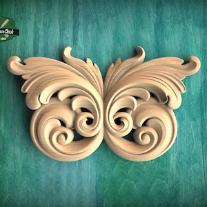 Scroll Leaf Wood Applique – Decorative Carving Element