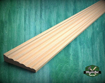 Elegant Wavy Natural Wood Base Moulding - Versatile Trim for Home Decor, 40" wooden moulding for cornices , 1 pc, Unpainted, Baguette
