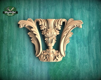 Acanthus Capital Ornament – Decorative Wooden Carving for Classic Interior or Furniture