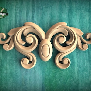 Symmetrical Wood Scroll Applique – Classic Ornament for Furniture & Doors