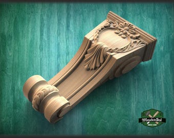 Carved bracket of wood, Unpainted, Decorative Carved Wooden Corbel, 1pc, Home Wall Embellishments, wood onlays, wood wall art decor