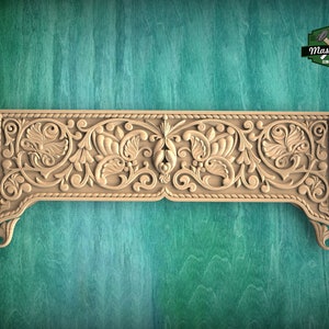 Victorian Scrollwork Wooden Panel for Antique-Inspired Decor, 1pc, Unfinished, Home Wall Embellishments, Furniture Carving, Wood Onlay