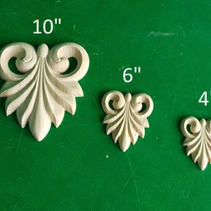 Carved Leaf of wood, Unpainted, 1 piece, Home Wall Embellishments, wood onlays, wood wall art decor