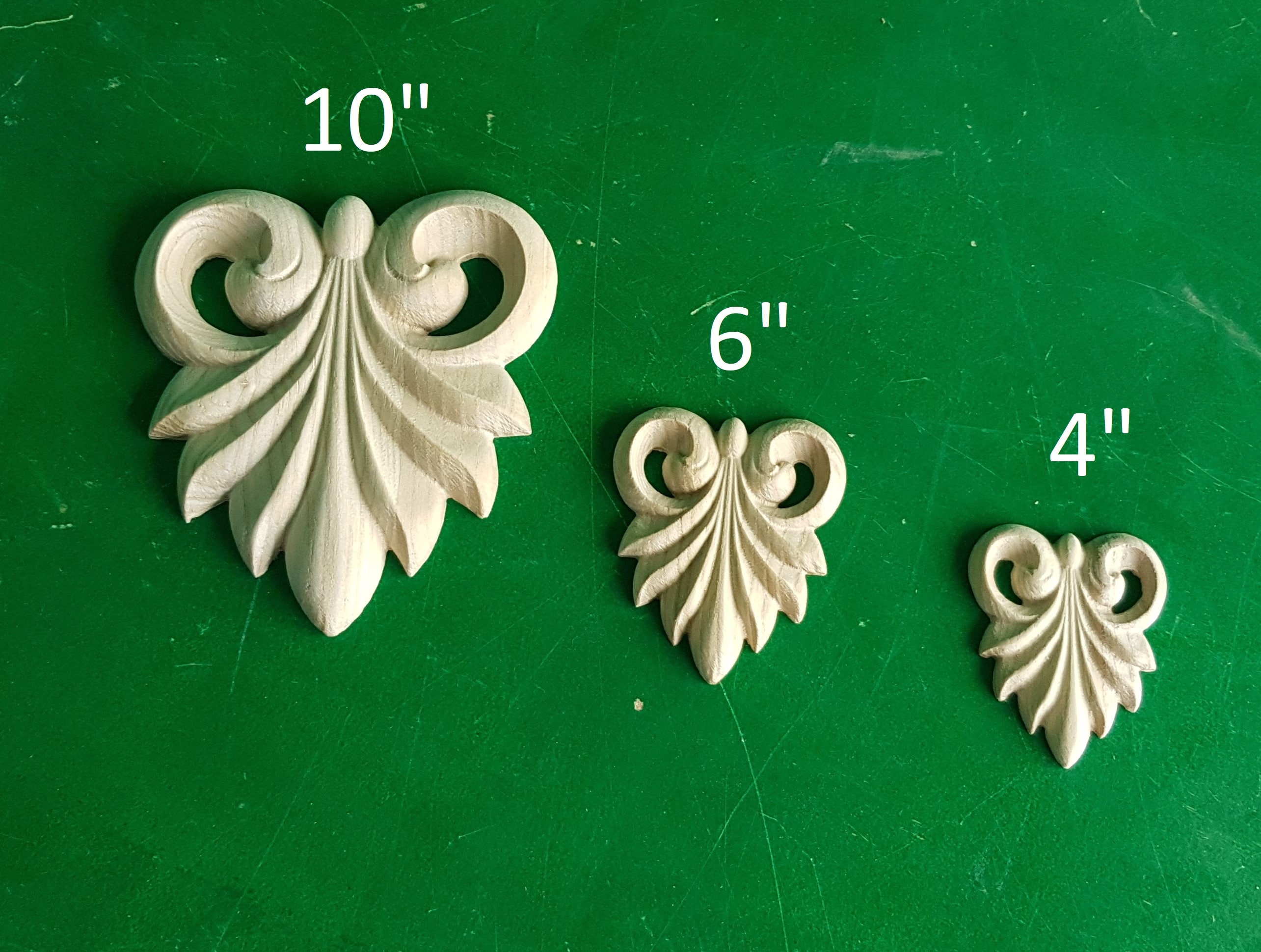 Carved Leaf of wood, Unpainted, 1 piece, Home Wall Embellishments, wood onlays, wood wall art decor