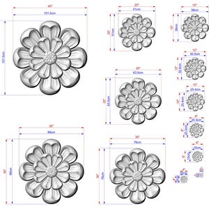 Ornate Wooden Carved Rosette, 1 piece, Unpainted, Home Wall Embellishments, round wooden trims, wood wall art decor image 2
