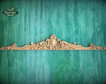Horizontal Wood Applique With Floral Motif, 1 pc, Unpainted, carved decoration of wood, wooden onlay