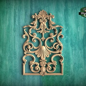 Rococo-inspired Wooden Carved Onlay With Swirling Foliage, Carved Wood ...