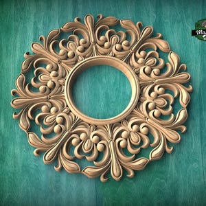 Unique Wooden Frames for Ceiling Chandeliers, Detailed Acanthus Ornamentation