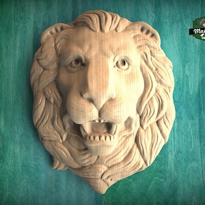 Decorazione a forma di testa di leone in legno, testa di leone intagliata, non verniciata, 1 pezzo, applique per mobili, decorazioni fai da te, finiture per mobili, ornamenti da parete, frontoni