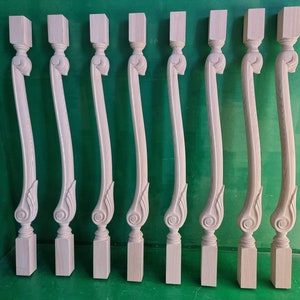 Carved newel post of wood, 1 piece, carved bannister of wood, stair columns Custom size wood balusters for stairs