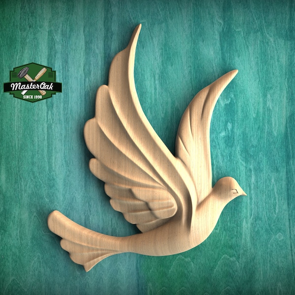 Right Facing Dove Wooden Wall Decor, Unfinished Carved Bird, Wedding Dove, Symbol of Peace and Innocence,Pigeon,Holy Spirit Dove Church