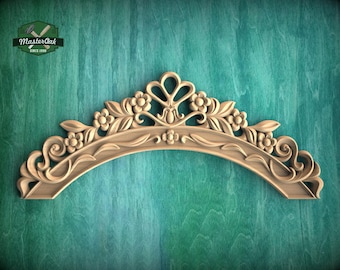 Naturinspiriertes, geschnitztes Bogenornament aus Holz – Elegantes Interieur-Dekor, 1 Stück, unbemalt, Wanddekoration, Möbelschnitzerei, Holzintarsie