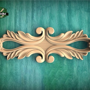 Elegant acanthus carving – ornamental wood applique with scroll leaves