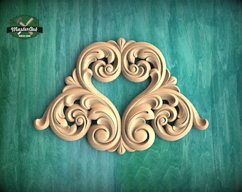 Double Acanthus Scroll – Ornamental Wood Carving for Classic Interior and Furniture Design