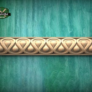 Teardrop Symphony Wood Baguette – Eco-Friendly Carved Droplet Decor, 40&quot; Elegant Wood Detail, 1 pc, Unpainted, Carved Moulding