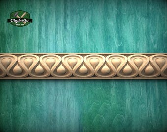 Teardrop Symphony Wood Baguette – Eco-Friendly Carved Droplet Decor, 40" Elegant Wood Detail, 1 pc, Unpainted, Carved Moulding