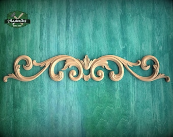 Classic Scrollwork Onlay - Refined Wood Applique Trim, Decorative Swag Onlay, Classic Furniture Embellishment, 1 pc, Unpainted