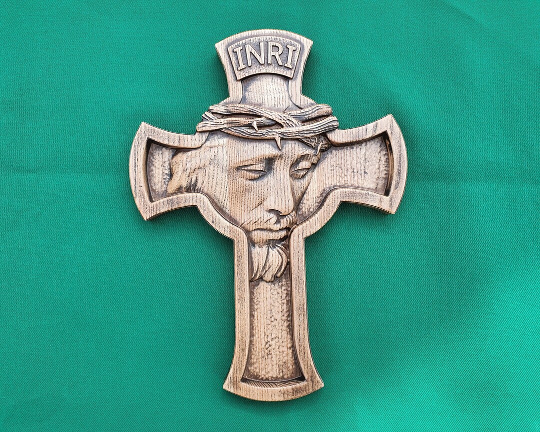 Wooden Jesus in the Cross Catholic Cross Carved Wooden Etsy