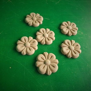 Flower decor of wood, Unpainted, 6 pieces, Home Wall Embellishments, wood onlays, wood wall art decor