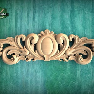 Large Floral Wood Applique – Ornate Carved Decoration for Furniture