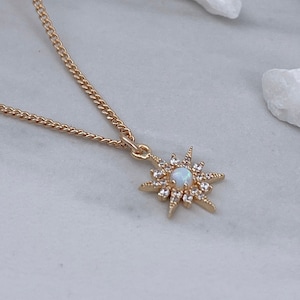 Gold Opal Star Necklace, Tiny Opal Star Necklace, Opal North Star Necklace, Opal Necklace, North Star Necklace, Gold Star Necklace, 18k GF