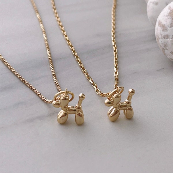 Balloon Dog Necklace, Puppy Ballon Necklace, Tiny Dog Necklace, Minimalist Necklace, 18k Gold Filled Necklace, Gift For Best Friend