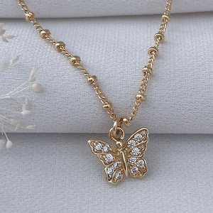 Gold Filled butterfly necklace, Tiny butterfly necklace, 18K GF, dainty necklace, Delicate necklace, bridesmaid necklace, mothers day gift