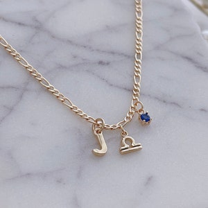 Collier personnalisé, collier initiale, collier zodiaque, collier lettre, collier signe, collier horoscope, cadeau d&#39;anniversaire
