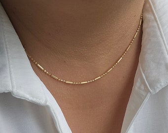 18k GF Gold Minimalist Chain Necklace, Tiny Gold Chain Necklace, Choker Gold Necklace, Nurse Gift, Mothers Day Necklace, Delicate gold Chain