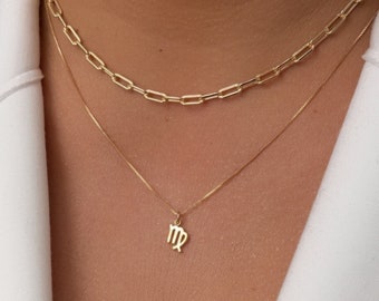 Tiny Gold Zodiac Necklace, Astrological Zodiac Gold Necklace, Horoscope Necklace, Constellation Gold Necklace, Signs Necklace, 18k GF