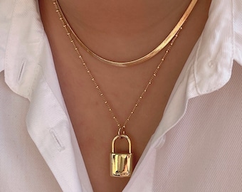 Gold Filled Padlock Necklace, Believe Lock Necklace, Lock Chain Necklace, Dainty Gold Lock Necklace, Padlock Necklace, 18k GF Lock, Mom Gift