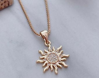 Sunshine Necklace, Sun Gold Necklace, Sunny Necklace, Celestial Necklace, Gold Sun Ray Light, 18k Gold Filled Necklace, Bridesmaid Necklace