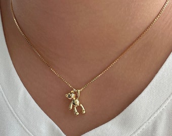 Teddy Bear Necklace, Bear Necklace, Tiny Teddy Bear Necklace, Dainty Bear Necklace, Birthday Gift, Best Friend Gift, 18K Gold Filled Jewelry