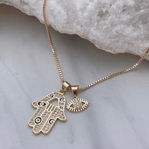 Luckily hamsa hand necklace sale