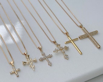 Kreuz Halskette, kleines Kreuz Halskette, Schutz Gold Kreuz Halskette, Gold gefüllt Halskette, religiöse Halskette, zierliche Kreuz Halskette