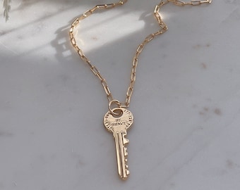 Gold Key Necklace, Key Necklace, Gold Pendant, Gold Key, Gold filled key, 18k gold key, key set necklace, mother's day gift