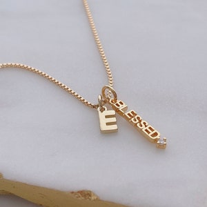 Initial Necklace, Tiny Gold Initial Necklace, Letter Necklace, Name Necklace, Blessed Gold Necklace, 18k Gold Filled Jewelry, Birthday Gift