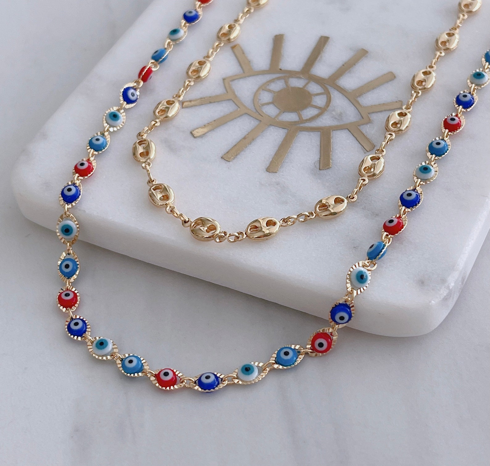 Evil Eye Chain Necklace Lucky Eye Necklace Amulet Chain Etsy