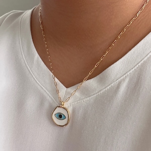 Evil Eye Necklace, Luck Eye Blue Necklace, Amulet Necklace, Good Lucky Eye Necklace, Gold Filled Evil Eye Necklace, Minimalist Necklace