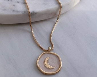 Moon Necklace, Pearl Moon Necklace, Coin Moon Necklace, Crescent Moon Necklace, 18k Gold Filled Necklace, Celestial Necklace, Gift For Her