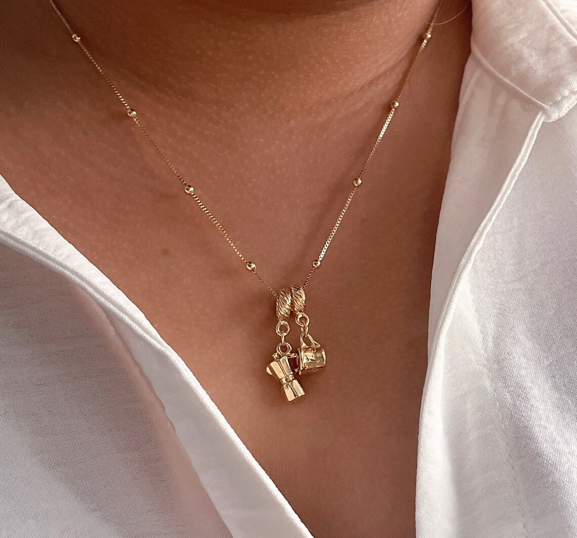 Coffee Cup Necklace Coffee Maker Necklace Coffee Necklace Etsy