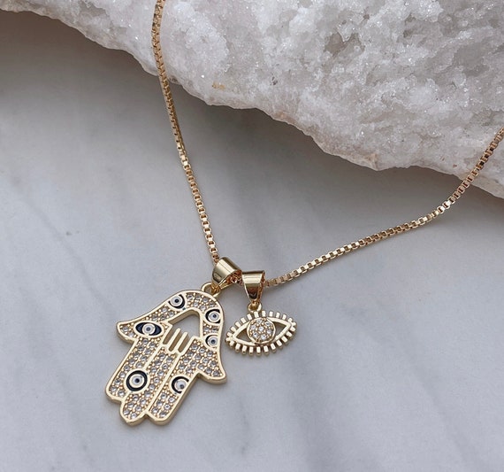 14kt Gold Hamsa Hand Tarot Necklace - Freedman Jewelers