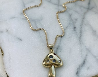 Mushroom Necklace, Gold Mushroom, Gold Filled Jewelry, Cute Necklace, Ideas For Gift