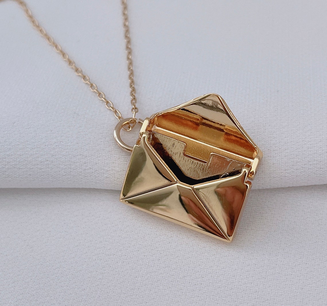 Gold Envelope Charm Necklace Clutch Bag Charm Necklace Etsy