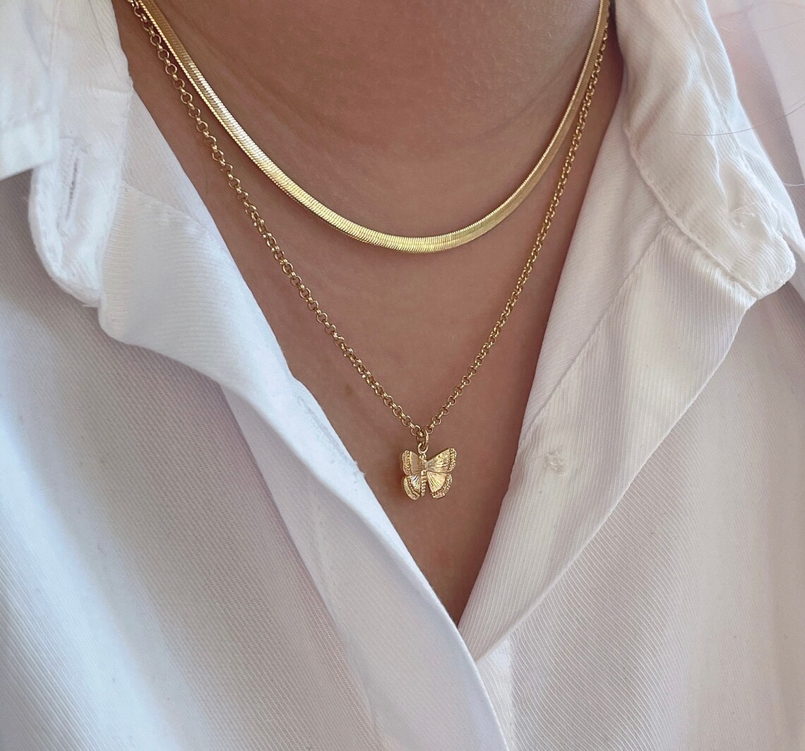 18k Gold Filled Butterfly Necklace Tiny Butterfly Necklace Etsy