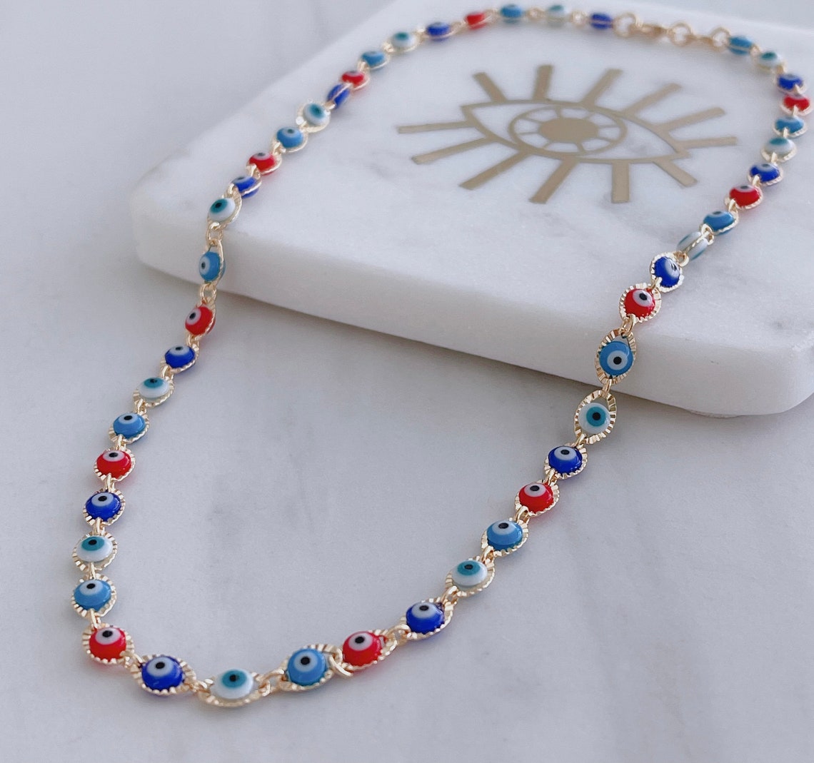 Evil Eye Chain Necklace Lucky Eye Necklace Amulet Chain Etsy